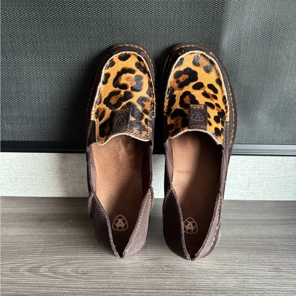 Ariat Brown Moccasins with Leopard Print - Picture 2 of 5